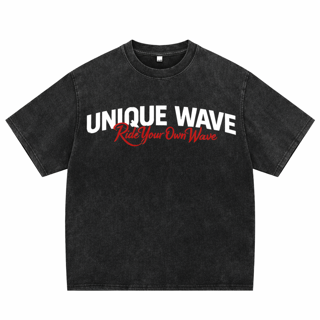 Unique Wave Vintage Wash Signature Oversized Tee